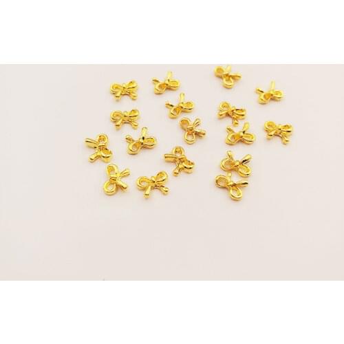 50 PCS/bag Nail Decoration Sticker 3D Hollow Bow Tie Shape Shiny Manicure Charm Alloy Nails Charms For Manicure Decoration