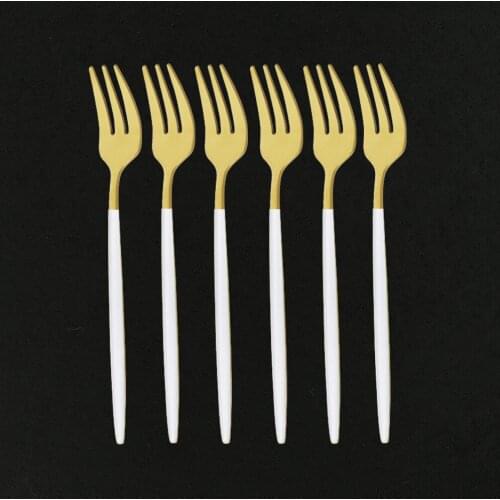 6Pcs Colorful Forks Set Tea Cake Snack Fork Dinnerware Cutlery Matte Stainless Steel Tableware Dessert Fruit Fork Silverware Set