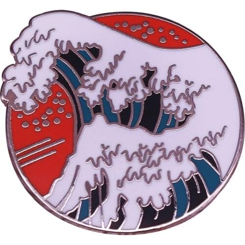 The Great Wave Lapel Pin Japanese kanagawa ok nami ura Brooch katsushika hokusai art Jewelry