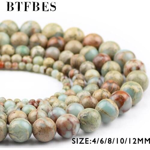 BTFBES Natural Serpentine Stone Beads Round Ore Loose Beads 4 6 8 10 12mm Ball for DIY Making Jewelry Bracelet Necklace Earrings