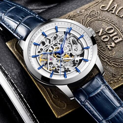 2020 PAGANI DESIGN Top Brand Fashion Leather Gold Watch Men Automatic Mechanical Skeleton Waterproof Sport Watches For Man Gift