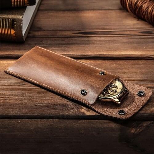 Genuine Leather Watch Case Lichee Pattern Watch Box 13*8*2.2cm Collection Protective Box Black Brown Blue Watch Display Bag #C
