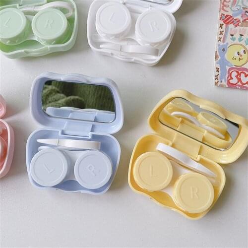 Star Clouds Red Love Heart Contact Lens Case Plastic Contacts Storage Case Travel Portable Contact Case Box With Mirror