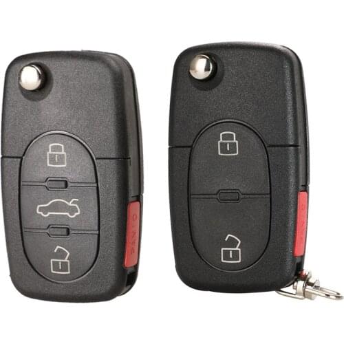 Jingyuqin For VW Passat Jetta Golf Beetle 4/3+Panic Buttons CR1616/CR1620 Flip Fob Remote Car Key Shell Case Cover