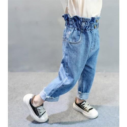 Spring Autumn Baby Girls Jeans Fashion Toddler Denim High Waist Pants for Girl Childrens Clothing Girls Clothes
