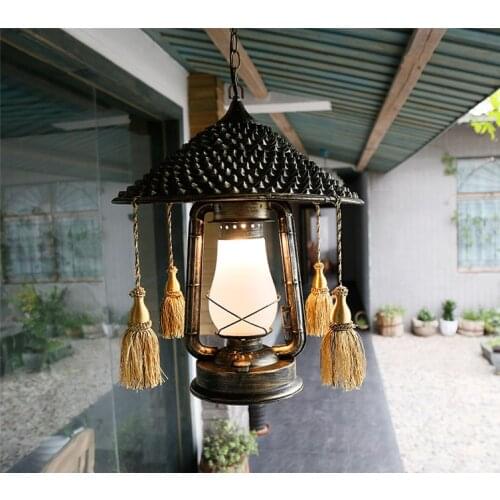 European ancient natural bamboo hand-woven pendant light American individuality bronzing hat E27 lamp for corridor&porch LDK014