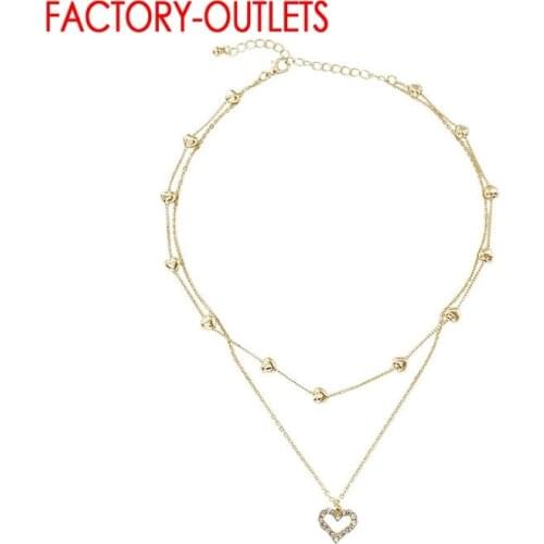 Genuine 925 Sterling Silver Gold Color Hear Shape Pendant Necklace Dazzling Long Chain Link Necklace For Women Fashion Jewelry