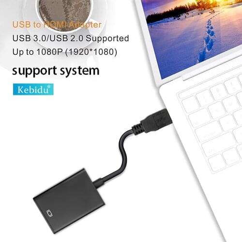 Kebidu USB 3.0 To HDMI-Compatible Audio Video HD Adapter 5 Gbps 1080P 60HZ Cost-effective Converter Cable For Windows 7/8/10 PC