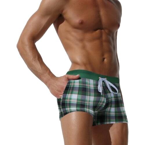 New Men Swimwear Sexy Low Waist Swimming Trunks Gay Pouch Double Pocket Swimsuits Quick Dry Male Beach Surfing Underpants