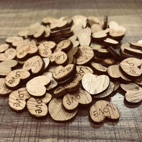 100Pcs Mini Wooden Love Heart Wedding Table Scatter DIY Craft Accessories Rustic Wedding Party DIY Decoration Favor Scrapbooking