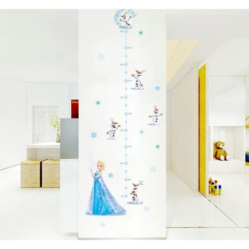 Cartoon Frozen Princess Growth Chart Wall Decals Kids Rooms Home Decor Disney Height Measure Wall Stickers Pvc Mural Art