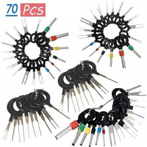70 pcs/set Car Terminal Removal Tools Car Electrical Wiring Crimp Connector Pin Extractor Kit Auto Car Repair Hand Tool Plug Key