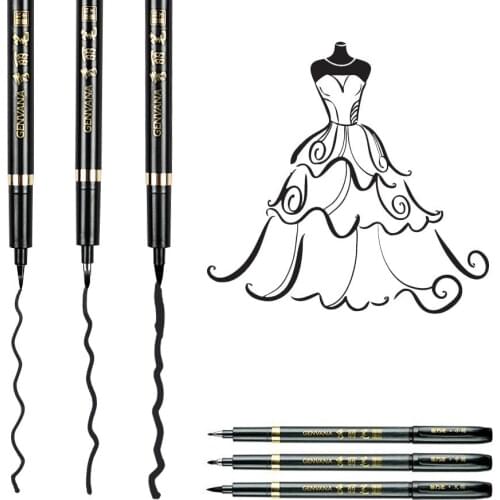 Felt Tip Brush Pen Set Manga Calligraphy Brush Ink Pen Writing Drawing Craft - Black