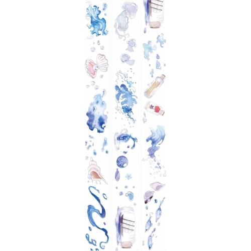 Lovely Blue Spindrift Washi Tape for Card Making Bullet Journal DIY Scrapbooking Decorative Sticker