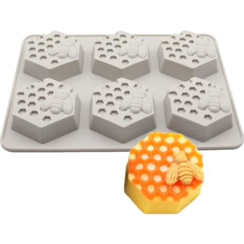 New Creative 6 Holes Honey Bee Honeycomb Silicone Soap Mold DIY Handmade 3D Cake Mould Easy to Demolding Soap Making Craft