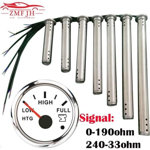 New Boat Car 52mm Gauge HTG Sewage Level Gauge with Alarm Fit 0-190ohm/240-33ohm Holding Tank Sewage Level Sender Sensor