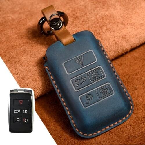 Genuine Leather For Land Rover Range Rover Sport Evoque Velar Discovery 5 Remote car key case cover keyfob smart shell