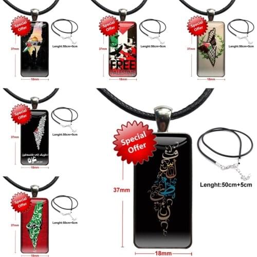 Palestine Broadsword Cheapen For Women Christmas Gift Design Fashion Vintage Glass Women Rectangle Necklace Pendants