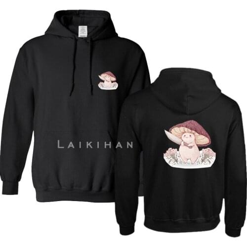 Let me see what you have little Mushroom Print Fleece Hoodies Sweatshirts Streetwear 2021 Hip Hop Casual Pullover Hooded Tops