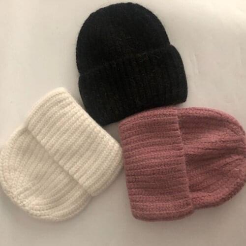 Casual New Winter Hat Solid Rabbit Fur Beanies Hats For Women Spring Fashion Wool Warm Skullies Beanies Hats Caps For Men Women