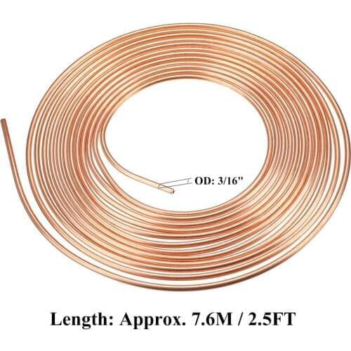 SALE 25ft 7.62m Roll Tube Coil of 3/16" OD Copper Nickel Brake Pipe Hose Line Piping Tube Tubing Anti-rust With 16PCS Tube Nuts
