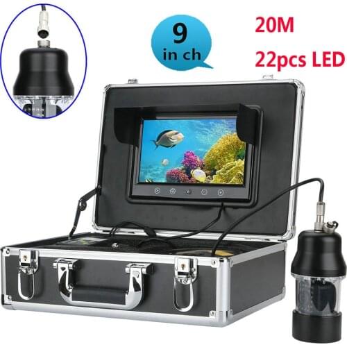 20m Professional Underwater Fishing Video Camera Fish Finder 9 Inch Color Screen Waterproof 22 LEDs 360 Degree Rotating Camera