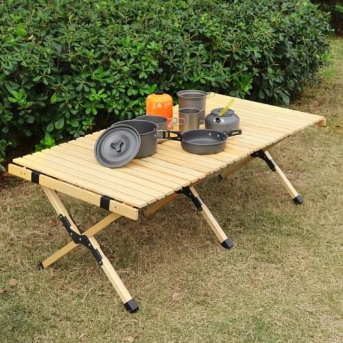 Camping Folding Wood Wooden Table- Portable Foldable Outdoor Picnic Table for Picnic, Camp, Travel, Garden BBQ