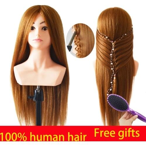 High Grade 100% Human Hair Training Head For Paint Curl Braid Hairstyle Manikin Head Cabeza Maniqui Mannequin Head With Shoulder