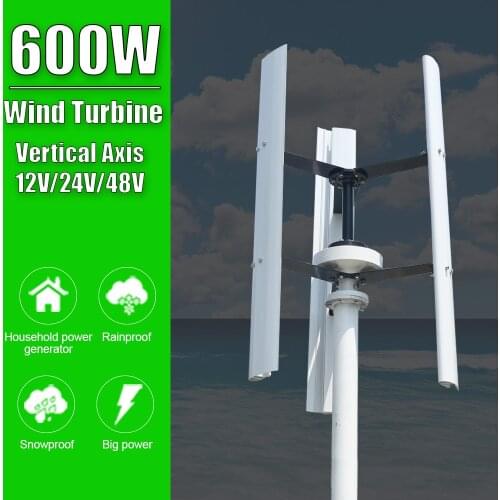600W Permanent Magnet Vertical Axis 12V/24V/48V Wind Turbine Generator With Low Wind Speed MPPT Controller Wth Off Grid System