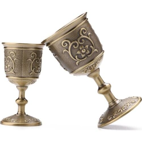 Vintage Hand-made Solid Copper Wine Glass Water Goblet Carving Pattern Barware Kitchen,Dining & Bar 25ml/50ml LBShipping