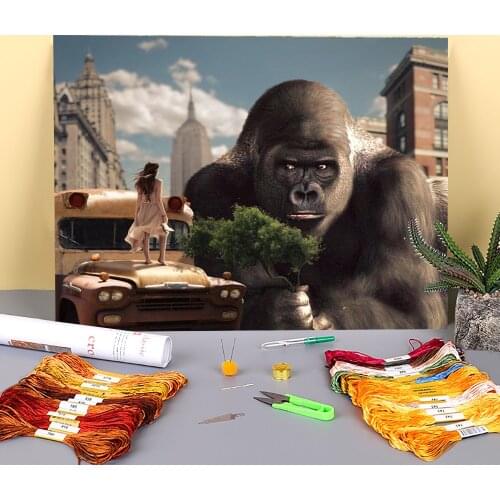 Woman Girl Pre-Printed 11CT Cross-Stitch DIY Embroidery Full Kit DMC Threads Craft Hobby Handmade Handiwork Jewelry Adults