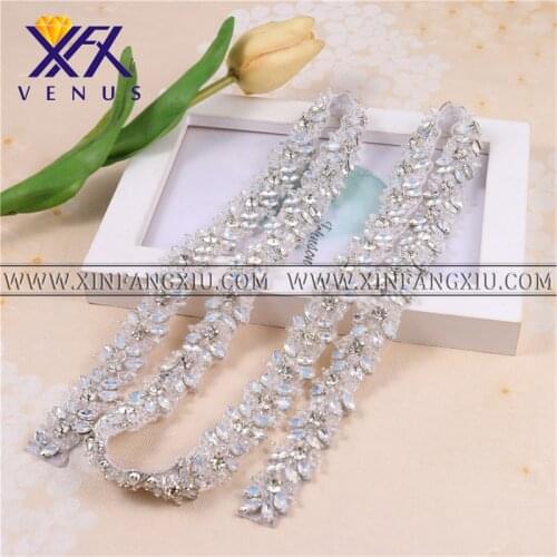 XFX VENUS 1 Yard Thin Rhinestone Crystal Sash Appliques Clear and Bling Stone Trims Addition for Wedding Dress Strap Prom Stones