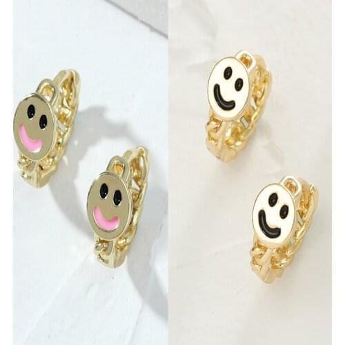 2021 Trend New Smiley Gold Earrings for Women Simple Rhinestone Earring Fashion Femme Jewelry Gift Smile Ear Studs Accessories