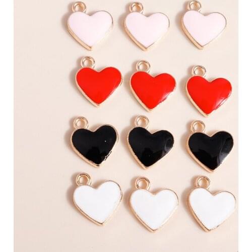 10pcs 12*13mm Pendants Enamel Hearts Charms Necklaces Earrings Making Accessories diy Love Jewelry Making diy Craft Supplies