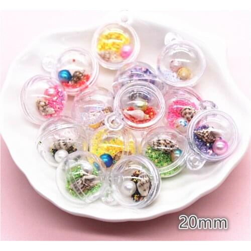 10pcs 2cm Clear Plastic Openable Ball with Shiny Sequin Seashell Pearl DIY Christmas Tree Decorations/Jewelry Pendant