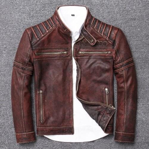 100% Genuine Leather Jacket Men Autumn Winter Clothes 2020 Streetwear Mens Cow Coat Slim Fit Moto Biker Leather Jacket U-15718