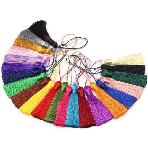 2pcs Tassel Brush Pendant Accessories for DIY Earrings Jewelry Making 8cm Silk Satin Tassel Handbag Car Clothes Handmade Crafts