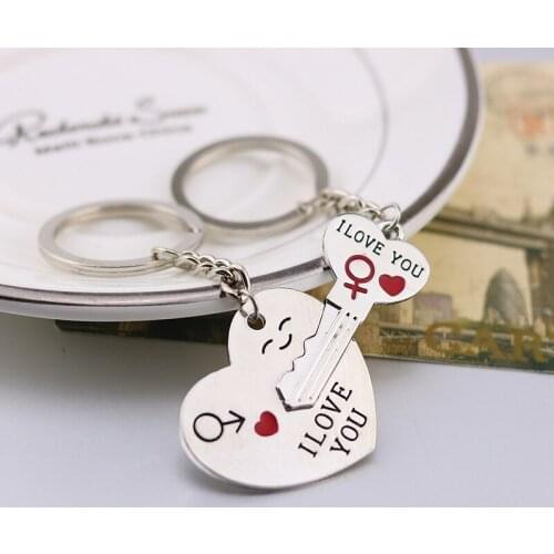 2pcs Valentines Day Gift for Girlfriend Boyfriend Necklace Keychain Wedding Gifts for Guests Girl Bridesmaid Gift Party Favors