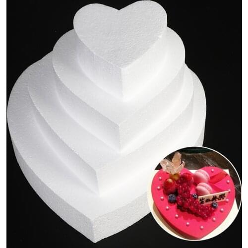 4/6/8/10 inch Heart Round Shape Practice Model Cake Foam Mold Sugarcraft Dummy Party Polystyrene Styrofoam For Kitchen Supplies