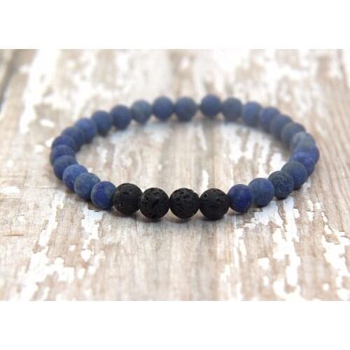 Natural Lava Stone Bracelet lapis lazuli Bracelet Mala Beads Bracelets Mini Wrist Bracelets Yoga Mala jewelry Gifts for Men