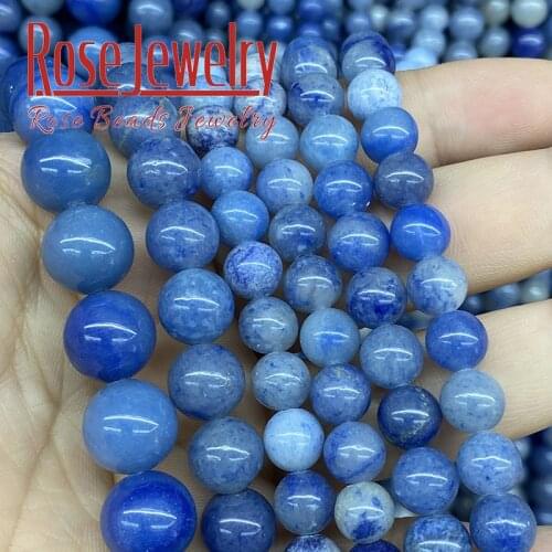 Natural Blue Aventurine Jades Beads Spacer Smooth Charms Beads For Jewelry Making Needlework Bracelets Necklaces 4 6 8 10 12mm