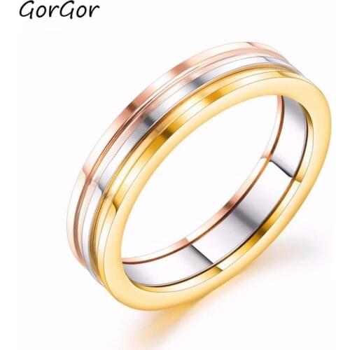 GorGor Hot Sale New Style Popular Elegant Stainless Steel Rose-plated Gold Trendy Generous And Refined Versatile Rings 685