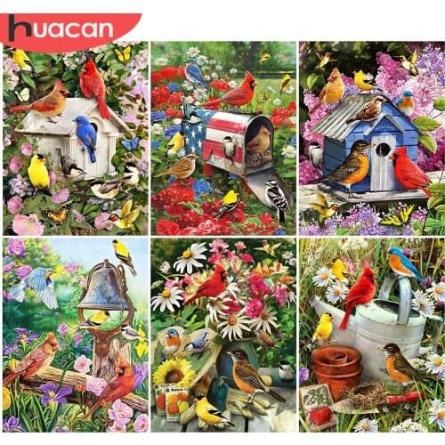HUACAN Diamond Painting Bird Garden Cross Stitch Full Square Diamond Embroidery Animal Picture Of Rhinestones Handmade Gift