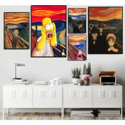 Scream Homer Simpson Pie Big Star Scream Canvas Art Print Painting Poster Wall Picture For Living Room Decoration Home Decoratio