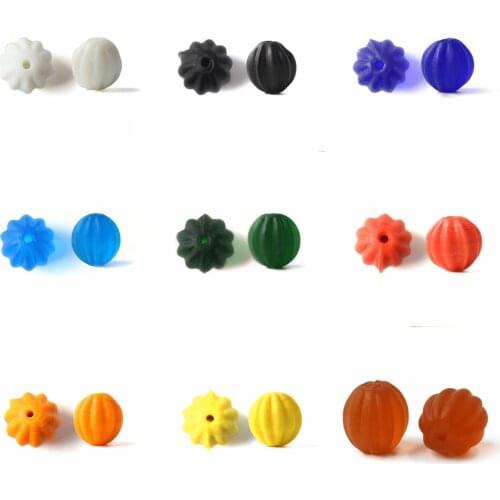 Round 8mm 10mm 12mm 14mm Pumpkin Shape Handmade Lampwork Glass Loose Beads For Jewelry Making DIY Crafts Findings