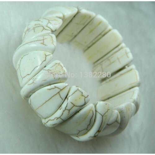 ! Fashion diy 10-24mm 8-27mm White Turkey Stone Jewellery Bracelet 7.5'' 2 pcs/lot fashion jewelry JT5526