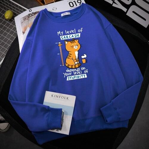 My Level Of Carcasm Depend On Your Level Print Hooded Men Casual fur-liner Hoodies hip hop S-XXL Hoodie Autumn Fleece Sportswear