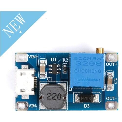 MT3608 DC-DC Adjustable Boost Module 2A Boost Plate 2A Step Up Module with MICRO USB 2V-24V to 5V 9V 12V 28V MT3608 LM2577