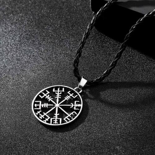 Men Necklace Viking Odin Symbol Rune Amulet Ally Chain Compass Pendant Vegvisir Fashion Necklace Paper Plane Punk Necklace
