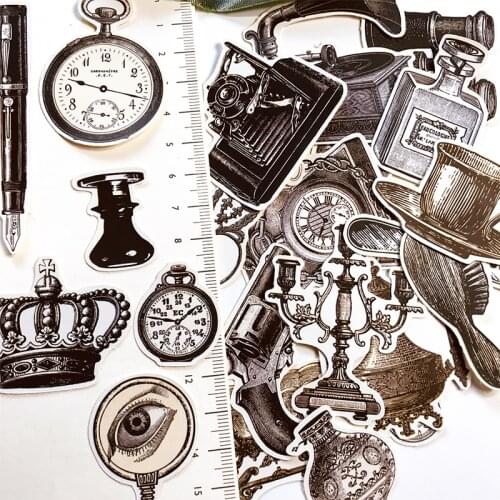 24PCS Vintage Daily Tool Set Sticker DIY Scrapbooking Journal Bottom Collage Phone Diary Album Gift Sealing Decoration Material